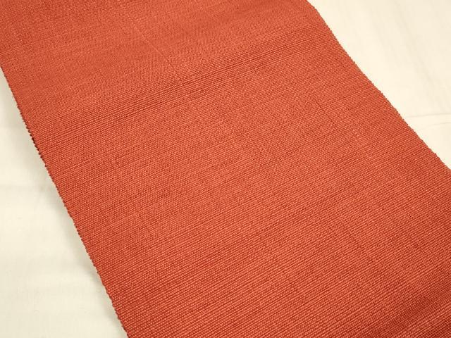 平和屋着物●八寸名古屋帯　紬地　緋色　正絹　逸品　DABA0602cm