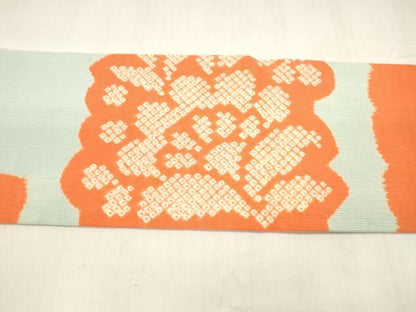 平和屋着物●九寸名古屋帯　絞り　草花文　正絹　逸品　DABA0624cm