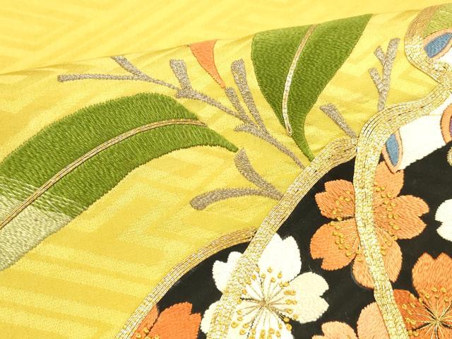 平和屋着物●アンティーク　大正ロマン　中国三大刺繍　相良刺繍　総刺繍　太鼓柄　京袋帯　駒刺繍　花蝶文　正絹　逸品　DABA0625cm