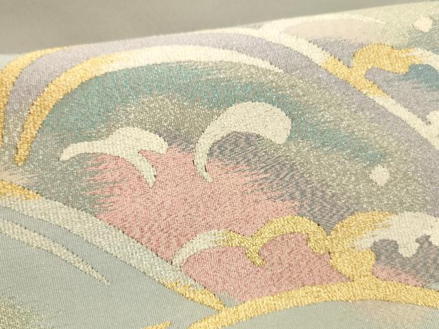 平和屋着物●爪掻き本綴れ　八寸名古屋帯　流水草花文　金銀糸　正絹　逸品　DAAZ4438cm 平和屋着物○爪掻き本綴れ 八寸名古屋帯 作家物 流水文