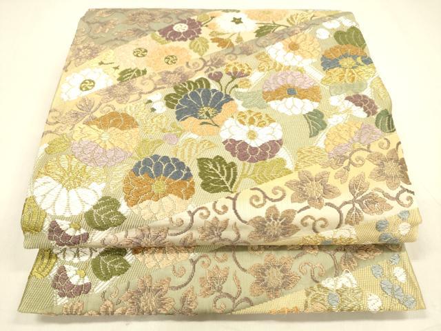 平和屋着物●六通柄袋帯　唐織　花唐草文　金糸　正絹　逸品　DABA0628cm 平和屋着物○六通柄袋帯 唐織 花唐草文 金糸 正絹 逸品 DABA0628cm