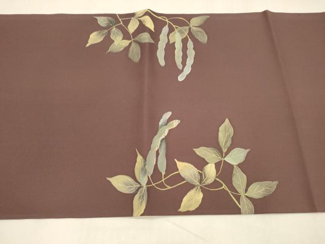 平和屋着物●塩瀬　九寸名古屋帯　竹屋町刺繍　手描き　成り物　金糸　正絹　逸品　DABA0629cm 平和屋着物○塩瀬 九寸名古屋帯 竹屋町刺繍 手描き 成り物 金糸