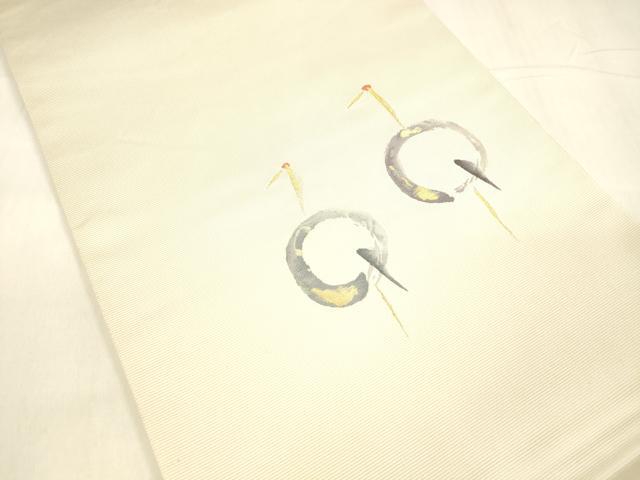 平和屋着物●太鼓柄袋帯 唐織 円相鶴 金銀糸 正絹 逸品 DABA0633cm