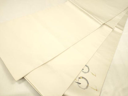 平和屋着物●太鼓柄袋帯 唐織 円相鶴 金銀糸 正絹 逸品 DABA0633cm