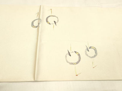 平和屋着物●太鼓柄袋帯 唐織 円相鶴 金銀糸 正絹 逸品 DABA0633cm