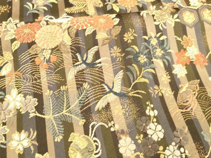平和屋着物●六通柄袋帯　唐織　宝尽くし舞蝶花鳥文　金糸　正絹　逸品　DABA0637cm