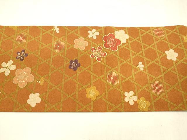 平和屋着物●全通柄九寸名古屋帯　芝花文　金彩　正絹　逸品　DABA0640cm
