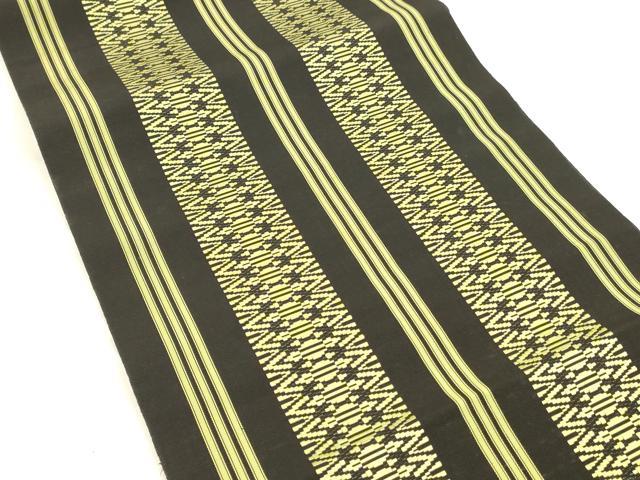 平和屋着物●本場筑前博多織　八寸名古屋帯　献上　黒地　正絹　逸品　DABA0643cm