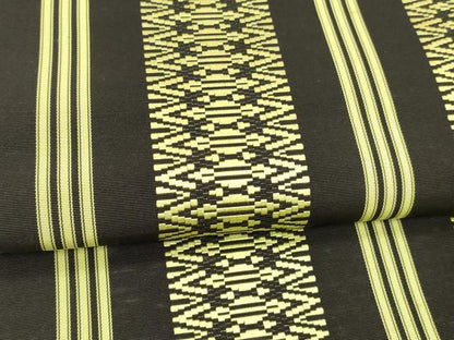 平和屋着物●本場筑前博多織　八寸名古屋帯　献上　黒地　正絹　逸品　DABA0643cm