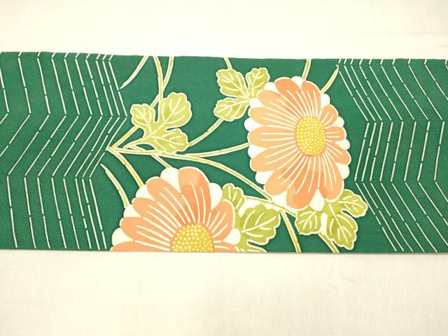 平和屋着物○九寸名古屋帯 型染 草花文 正絹 逸品 DABA0657cm