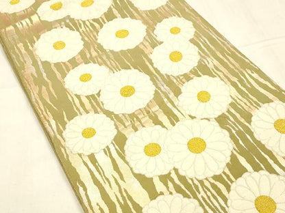 平和屋着物●六通柄 本袋帯 唐織 舞花文 金銀糸 正絹 逸品 DABA0659cm
