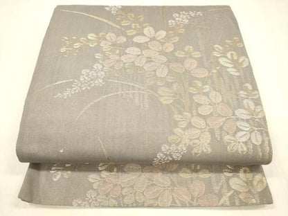 平和屋着物＊夏物 六通柄袋帯 籬草葉文 金糸 金糸 正絹 逸品 DABA0664cm