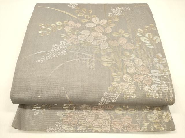 平和屋着物＊夏物 六通柄袋帯 籬草葉文 金糸 金糸 正絹 逸品 DABA0664cm