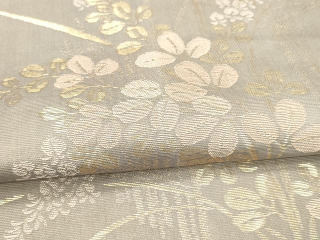 平和屋着物＊夏物 六通柄袋帯 籬草葉文 金糸 金糸 正絹 逸品 DABA0664cm