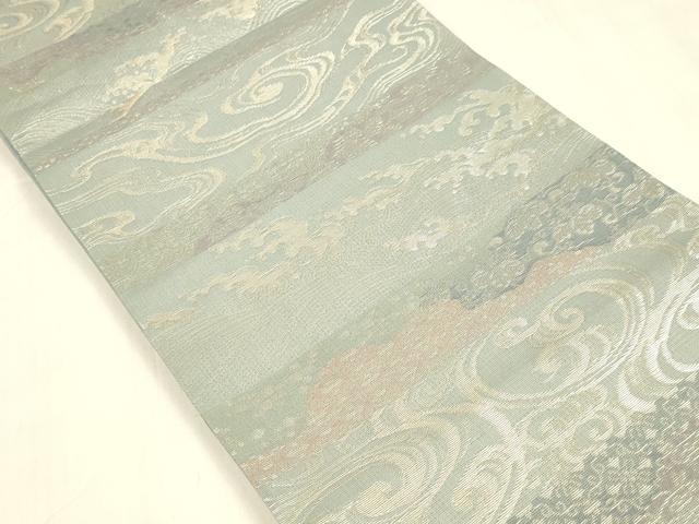 平和屋着物＊夏物 六通柄袋帯 流水唐草文 銀糸 正絹 逸品 DABA0665cm
