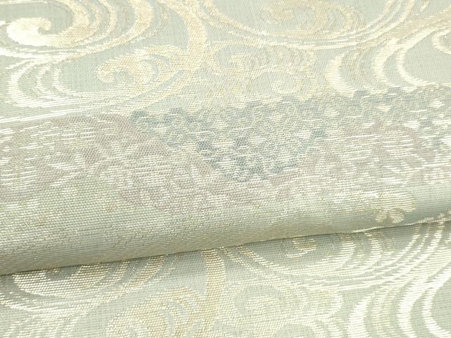 平和屋着物＊夏物 六通柄袋帯 流水唐草文 銀糸 正絹 逸品 DABA0665cm