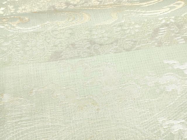 平和屋着物＊夏物 六通柄袋帯 流水唐草文 銀糸 正絹 逸品 DABA0665cm