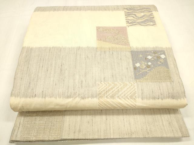 平和屋着物＊夏物 六通柄 本袋帯 松葉露芝文 金糸 正絹 逸品 DABA0668cm