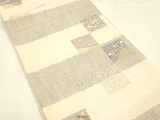 平和屋着物＊夏物 六通柄 本袋帯 松葉露芝文 金糸 正絹 逸品 DABA0668cm
