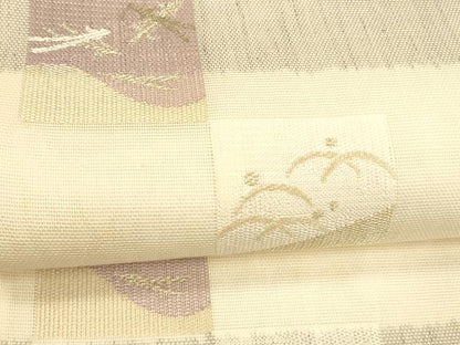 平和屋着物＊夏物 六通柄 本袋帯 松葉露芝文 金糸 正絹 逸品 DABA0668cm