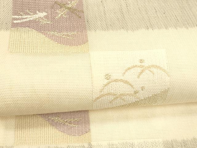 平和屋着物＊夏物 六通柄 本袋帯 松葉露芝文 金糸 正絹 逸品 DABA0668cm