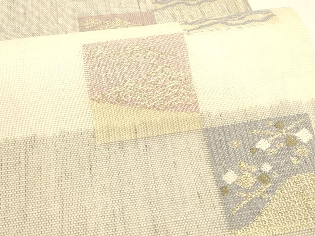 平和屋着物＊夏物 六通柄 本袋帯 松葉露芝文 金糸 正絹 逸品 DABA0668cm