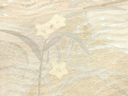 平和屋着物＊夏物 六通柄袋帯 流水花文 銀糸 正絹 逸品 DABA0669cm