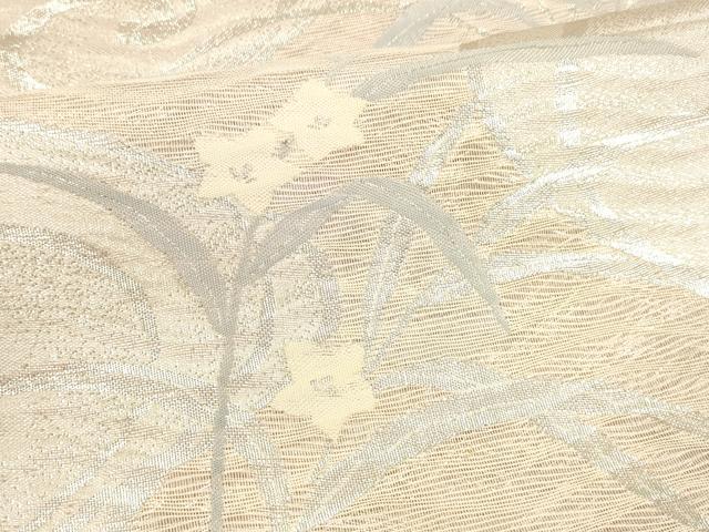 平和屋着物＊夏物 六通柄袋帯 流水花文 銀糸 正絹 逸品 DABA0669cm