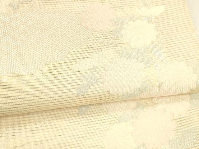 平和屋着物＊夏物 六通柄袋帯 草花文 銀糸 正絹 逸品 DABA0673cm