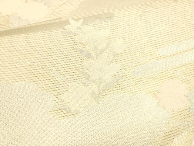 平和屋着物＊夏物 六通柄袋帯 草花文 銀糸 正絹 逸品 DABA0673cm