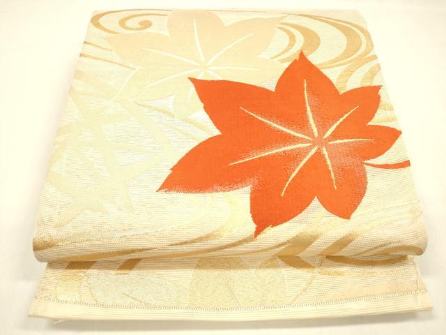 平和屋着物＊夏物 六通柄袋帯 籬竜田川 金糸 正絹 逸品 DABA0675cm