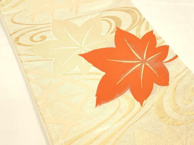 平和屋着物＊夏物 六通柄袋帯 籬竜田川 金糸 正絹 逸品 DABA0675cm
