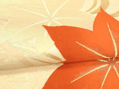 平和屋着物＊夏物 六通柄袋帯 籬竜田川 金糸 正絹 逸品 DABA0675cm