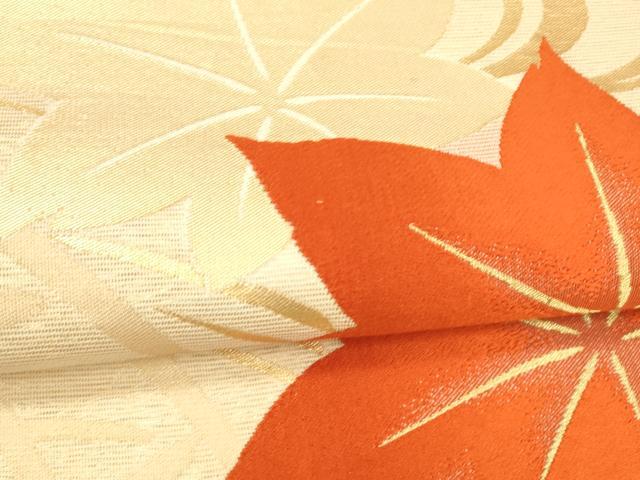 平和屋着物＊夏物 六通柄袋帯 籬竜田川 金糸 正絹 逸品 DABA0675cm