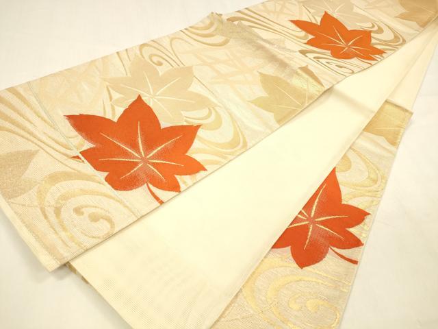 平和屋着物＊夏物 六通柄袋帯 籬竜田川 金糸 正絹 逸品 DABA0675cm