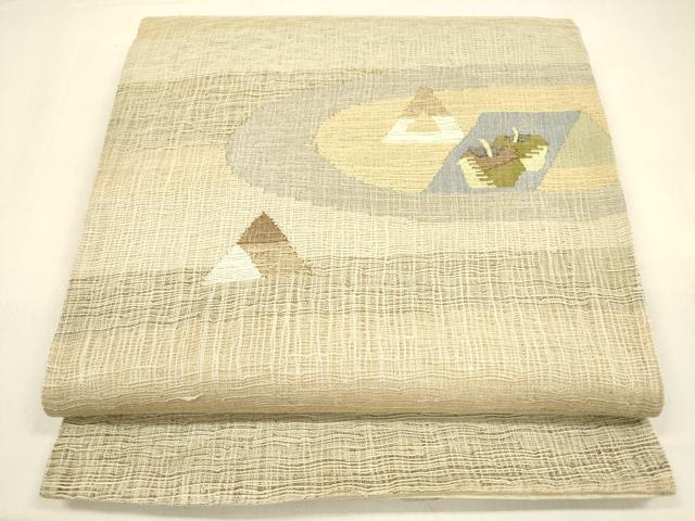 平和屋着物＊夏物 太鼓柄袋帯 抽象文様 正絹 逸品 DABA0680cm