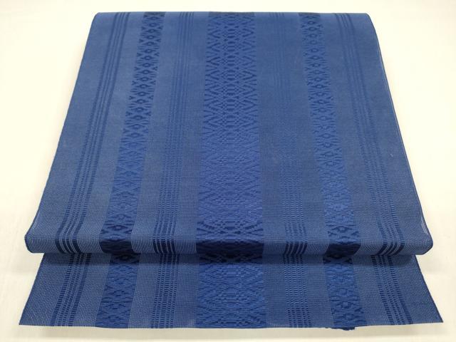 平和屋着物＊夏物 本場筑前博多織 八寸名古屋帯 紗献上 紺色 正絹 逸品 DABA0681cm