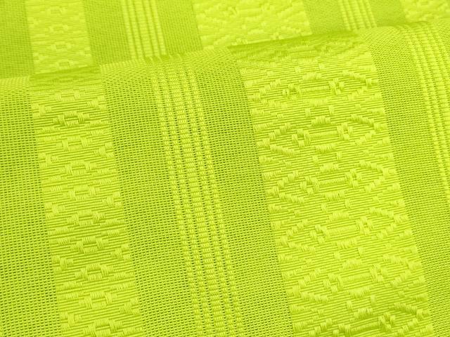 平和屋着物＊夏物　博多織　八寸名古屋帯　献上　黄緑色　DABA0682cm