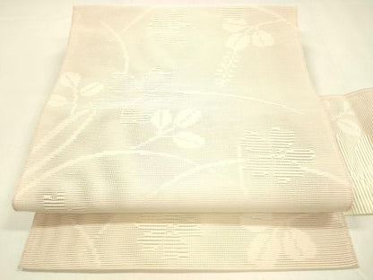 平和屋着物＊夏物 八寸名古屋帯 草花文 DABA0686cm