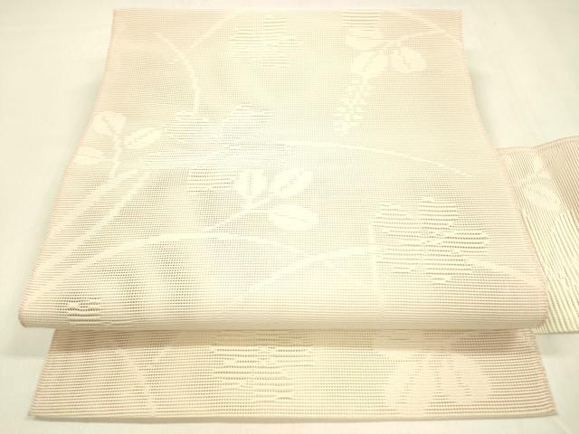 平和屋着物＊夏物 八寸名古屋帯 草花文 DABA0686cm