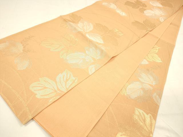 平和屋着物＊夏物 六通柄袋帯 草葉文 金銀糸 正絹 逸品 DABA0690cm