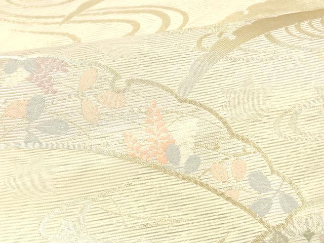 平和屋着物＊夏物　六通柄袋帯　雪芝花文　金銀糸　正絹　逸品　DABA0691cm