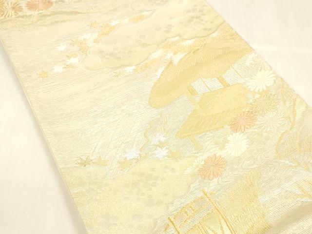 平和屋着物＊夏物 六通柄袋帯 唐織 薫風 風景花文 金銀糸 正絹 逸品 DABA0694cm