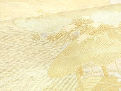 平和屋着物＊夏物 六通柄袋帯 唐織 薫風 風景花文 金銀糸 正絹 逸品 DABA0694cm