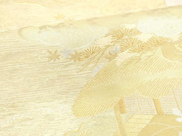 平和屋着物＊夏物 六通柄袋帯 唐織 薫風 風景花文 金銀糸 正絹 逸品 DABA0694cm