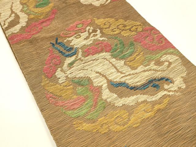 平和屋着物＊夏物　六通柄袋帯　動物丸文　金糸　正絹　逸品　DABA0701cm