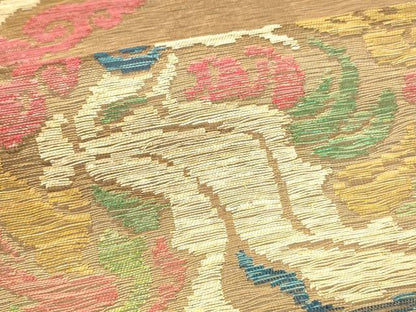 平和屋着物＊夏物　六通柄袋帯　動物丸文　金糸　正絹　逸品　DABA0701cm