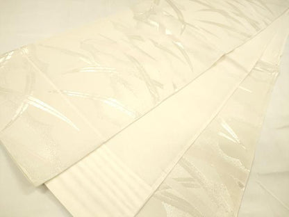 平和屋着物＊夏物 六通柄袋帯 草葉文 銀糸 正絹 逸品 DABA0702cm