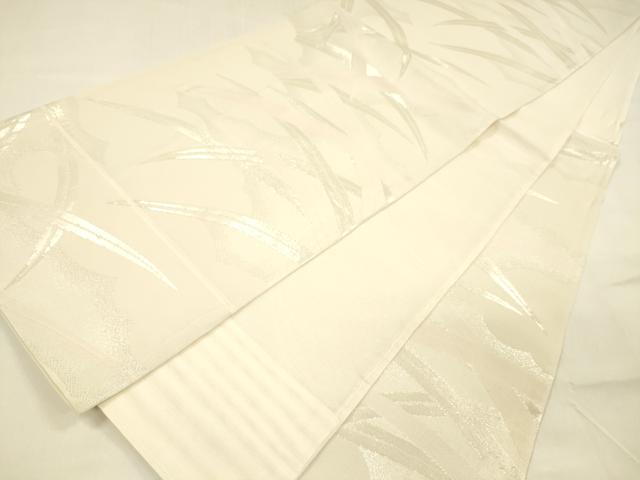 平和屋着物＊夏物 六通柄袋帯 草葉文 銀糸 正絹 逸品 DABA0702cm