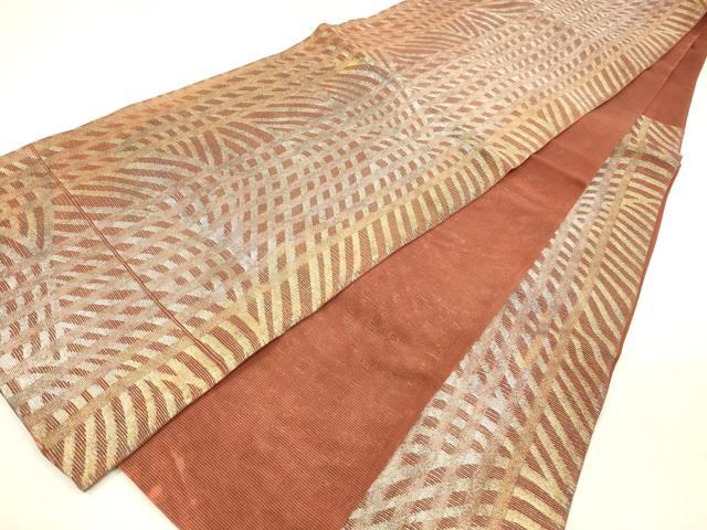 平和屋着物＊夏物　六通柄袋帯　流水文　金銀糸　引箔　正絹　逸品　DABA0704cm
